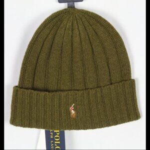 Polo Ralph Lauren Men's Cuffed Beanie Hat Wool Blend Winter One Size Green